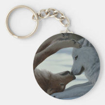 Couples doux de loup porte-clefs