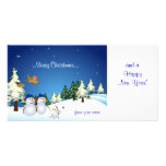 Couples et chien de neige photocartes