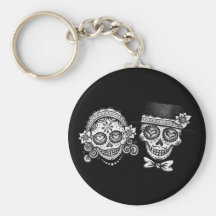 Couples Keychain de crâne de sucre Porte-clef