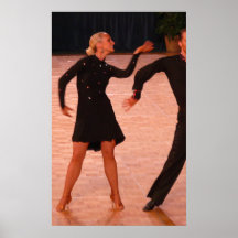 Couples latins de danse de salle de bal (noir) posters