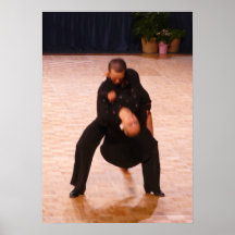 Couples latins de danse de salle de bal (noir) affiches