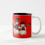 Couples mignons de bonhomme de neige mug