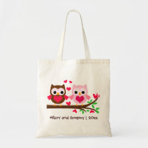 Couples mignons de hibou personnalisés pour épouse sacs