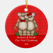Couples mignons d'ours notre premier ornement de N