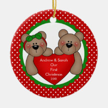 Couples mignons d'ours notre premier ornement de N