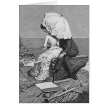 Couples romantiques victoriens vintages par la pla cartes de vœux