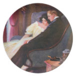Couples vintages dans le salon assiettes pour soirée