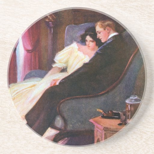 Couples vintages dans le salon dessous de verre