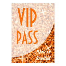 Courbe orange invitation de tape-à-l'oeil "de pass
