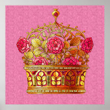 Couronne élégante de copie de fleurs affiche