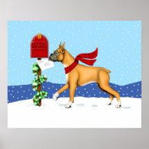 Courrier de Noël de boxeur Affiche