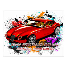 Course de voiture carte postale