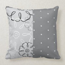 Coussin américain bleu floral et des points MOJO