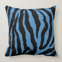 Coussin de coton barré par copie bleue de zèbre et