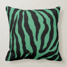Coussin de coton barré par copie verte de zèbre et