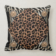 Coussin de MoJo d'Américain de léopard et de zèbre