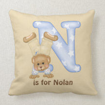 Coussin de monogramme de la lettre N d'ours de nou
