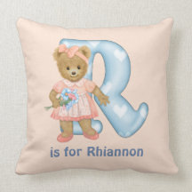 Coussin de monogramme de la lettre R d'ours de nou