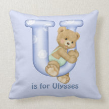 Coussin de monogramme de la lettre U d'ours de nou