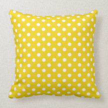 Coussin de point de polka dans jaune citron