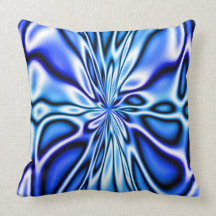 Coussin floral bleu de Mojo de fleur de fractale