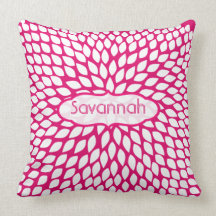 Coussin fuchsia tourbillonnant Girly de fleur d'éc
