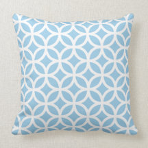 Coussin géométrique bleu de motif de bleuet