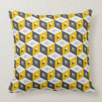 Coussin gris de jaune d'illusion optique de motif  oreillers american