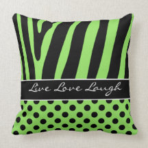 Coussin noir vert enorme de pois de rayure de zèbr