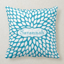 Coussin personnalisé par bleu de mer de fleur d'éc
