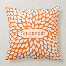 Coussin personnalisé par orange de corail de fleur