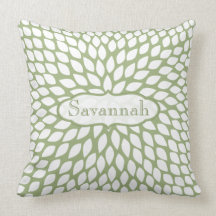 Coussin personnalisé par vert de fougère de fleur 