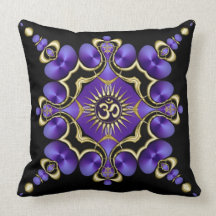Coussin pourpre d'or d'art de spiritualité d'Aum