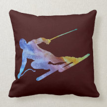 Coussin réversible de deux skieurs de slalom