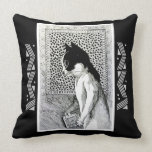 Coussin vintage d'art de chat de bibliothèque de L