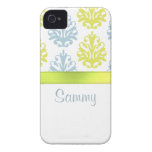 Coutume blanche bleue de damassé d'ardoise Chartre Coque Case-Mate iPhone 4