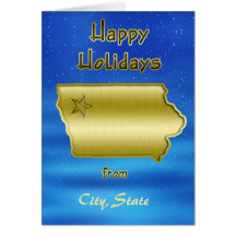 Coutume cosmique de carte de l'Iowa de ciel bleu