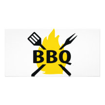 Couverts de BBQ avec l'icône de flammes Cartes Avec Photo