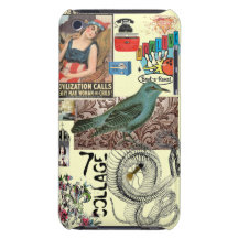 Couverture bleue d'IPod de collage d'oiseau Coques iPod Touch