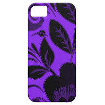 Couverture florale pourpre et noire moderne de l'i coque iPhone 5 Case-Mate