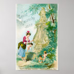 Couverture vintage du calendrier 1888 de dames posters
