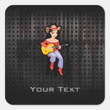 Cow-girl avec la guitare ; Noir Autocollant