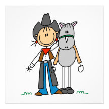 Cow-girl avec le T-shirts et les cadeaux de cheval Invitations