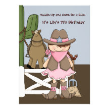 Cow-girl heureuse - invitation de fête d'anniversa