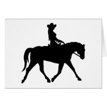 Cow-girl montant son cheval carte de vœux