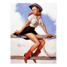 Cow-girl sur un Pin- de barrière Carte Postale