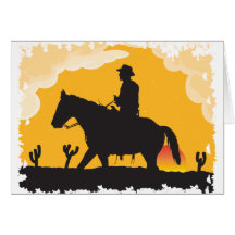Cowboy de coucher du soleil carte