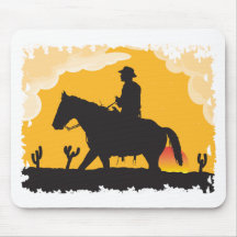 Cowboy de coucher du soleil tapis de souris