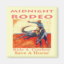 Cowboy de minuit de rodéo magnets