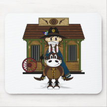 Cowboy de prison sur le cheval Mousepad Tapis De Souris